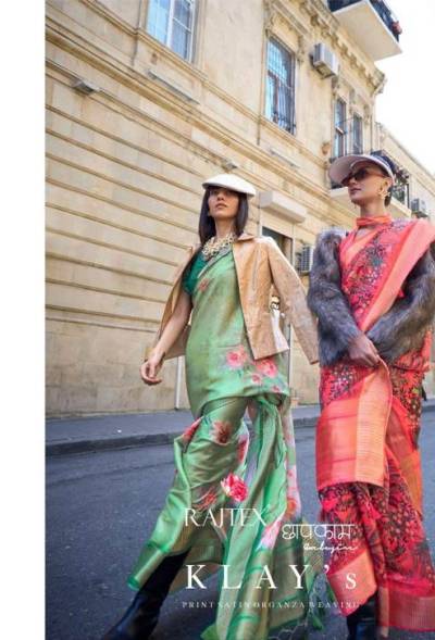 KLAY’S BY RAJTEX PRINT SATIN ORGANZA WEAVING SAREE EXPORTER IN INDIA